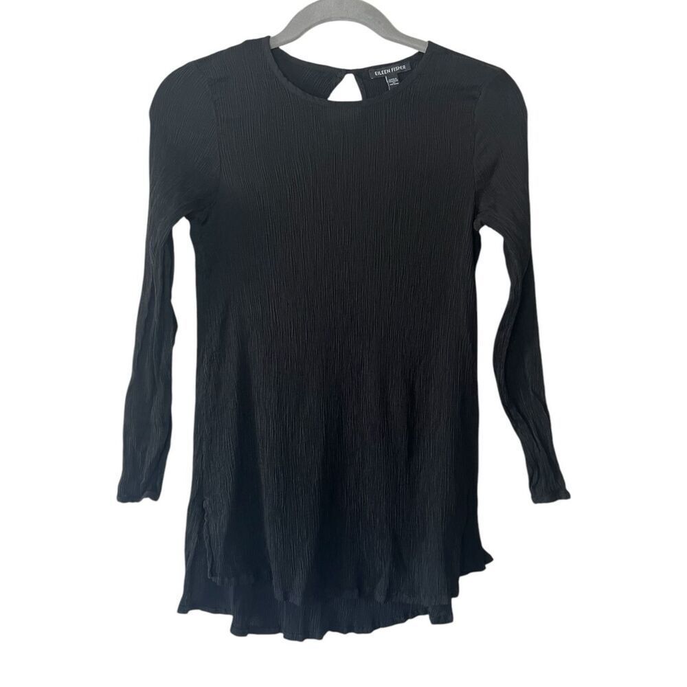 Eileen Fisher Top Xs Stretch Long Length Tunic Black